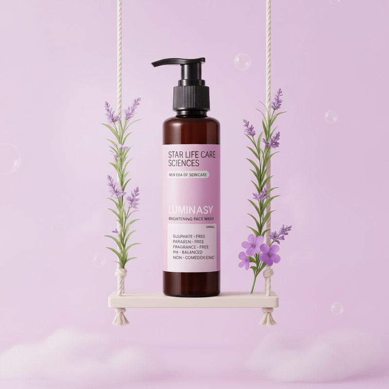 LUMINASY Brightening Face Wash bottle by Star Life Care Sciences with Niacinamide and Alpha Arbutin for brighter, glowing, and even-toned skin.