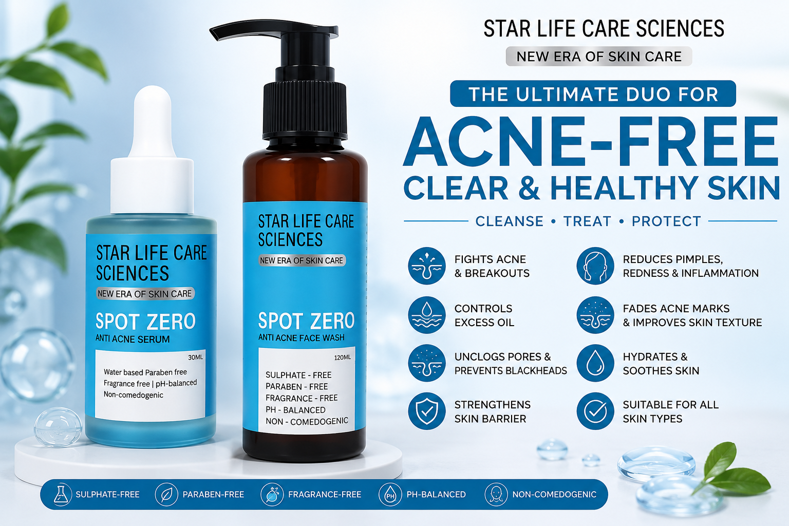 Spot Zero Anti Acne Face Wash & Serum | Best Acne Care for Clear Skin