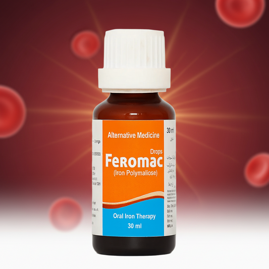 Feromac iron supplement bottle by Star Life Care Sciences for healthy blood formation, energy, and daily wellness support.