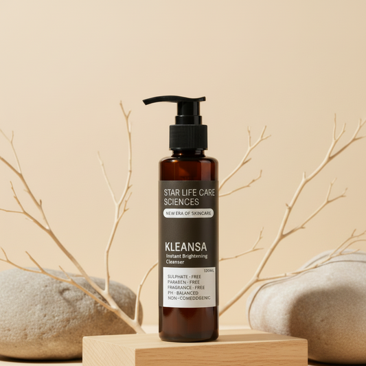 KLEANSA Instant Brightening Cleanser bottle by Star Life Care Sciences with Glycolic Acid for brighter, smoother, and healthier-looking skin.