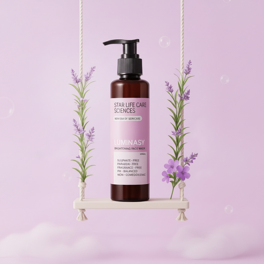 LUMINASY Brightening Face Wash bottle by Star Life Care Sciences with Niacinamide and Alpha Arbutin for brighter, glowing, and even-toned skin.